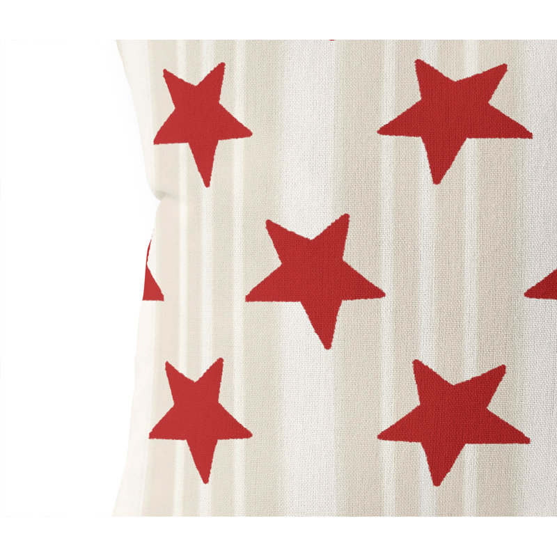 Coussin décoratif étoiles et rayures, Carré de 26 po, Neutre / rouge