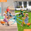 Balançoire à bascule multicolore pour terrain de jeu extérieur, 4 sièges confortables, structure en fer robuste, 30 po x 18 po x 7 po, 38 lb, améliore la coordination de la chaise de jardin pivotante, inclinable