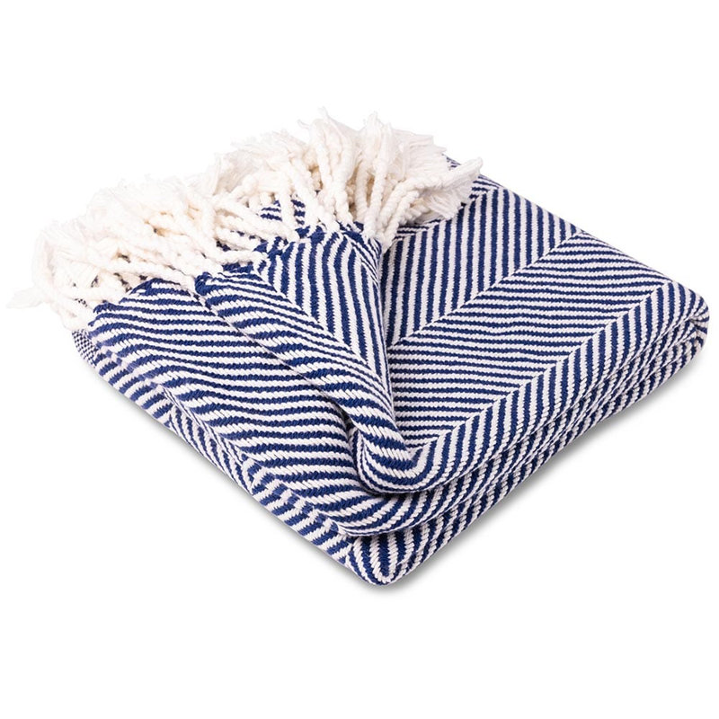 Jeté en coton Coastal Monhegan, Chevron marine