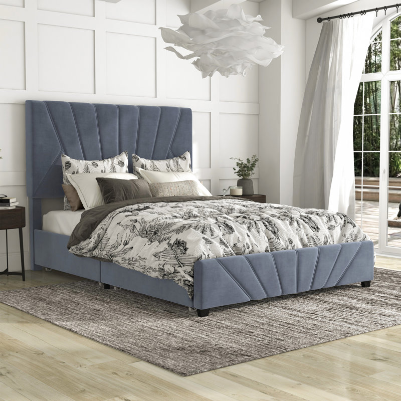 Amillya Upholstered Platform Storage Bed, Queen, Gray