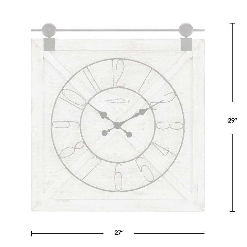Weathered White Wood and Metal Farmhouse Barn Door Wall Clock