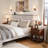 Queen Bed Frame with Upholstered Headboard and Wood Platform-1047012316-1047012314