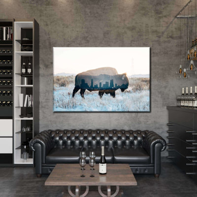Bison et horizon sur toile