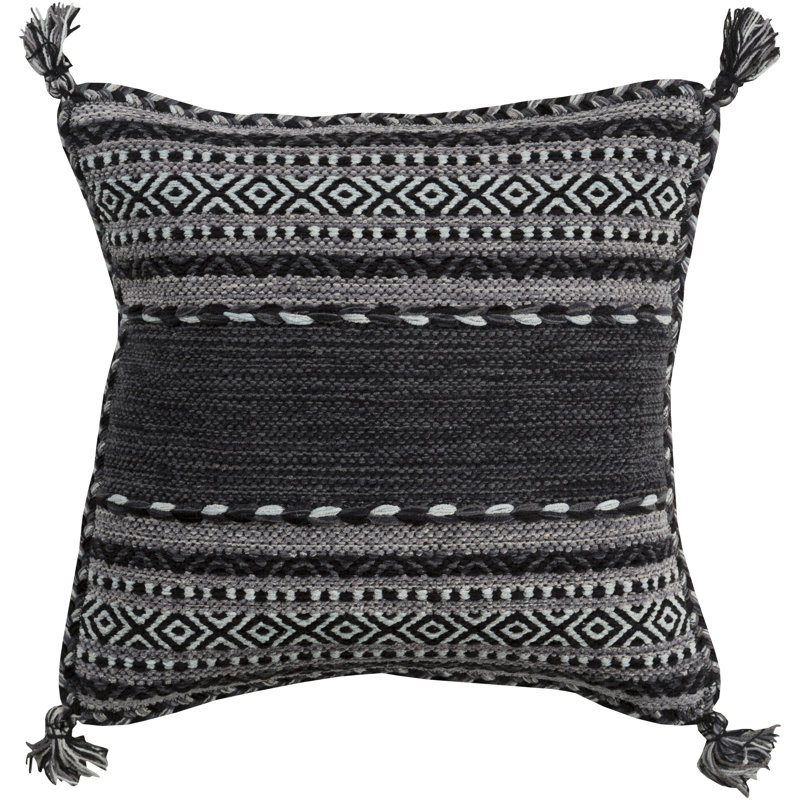 Housse et insert de coussin décoratif Doralynne, 18 po x 18 po, Gris anthracite, Bas