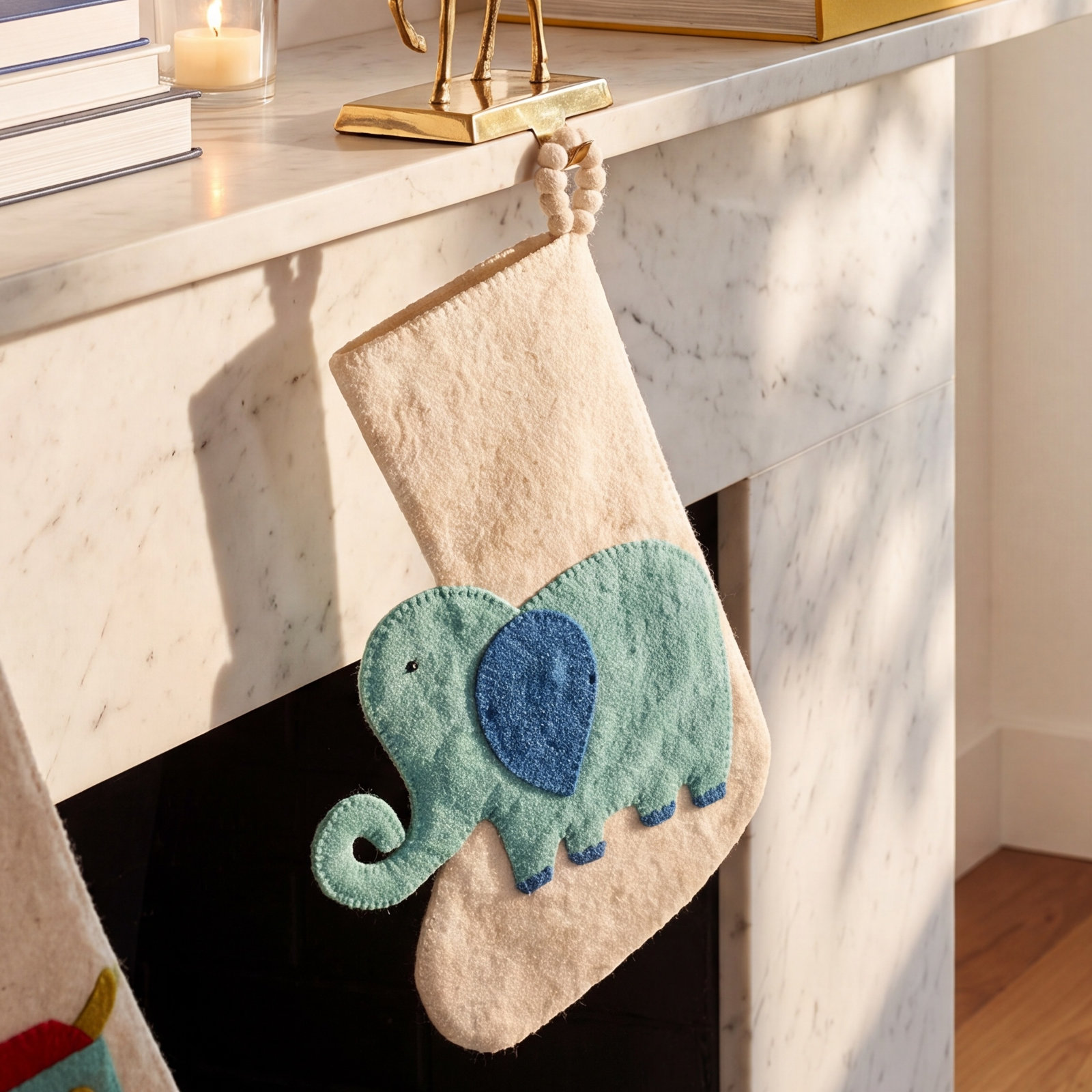 The Holiday Aisle® Embroidered Wool Stocking, White