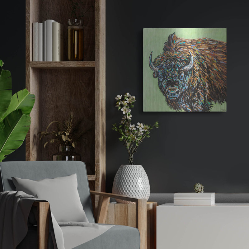 «A Large Bison» par Carolee Vitaletti, H 24 po x l 24 po