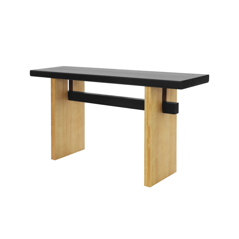 Console en bois avec tablette de rangement Oakridge Farmhouse, Noir, Brun