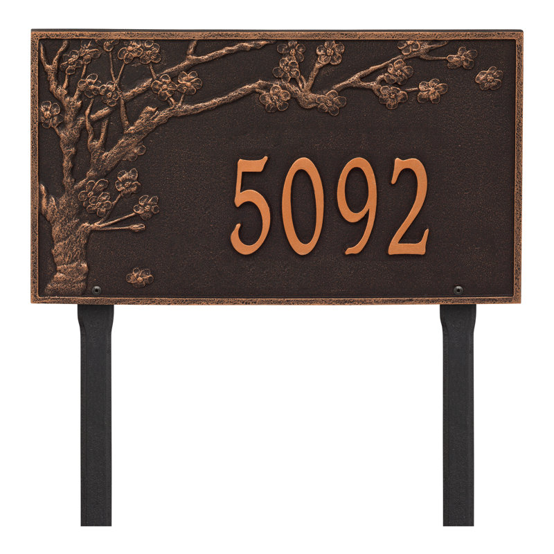 Plaque d'adresse sur 1 pelouse Spring Blossom, Bronze huilé, Oui