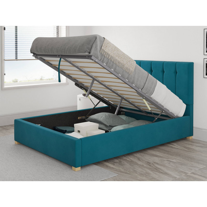 Hutridge Upholstered Ottoman Storage Bed, Kingsize (5'), Teal