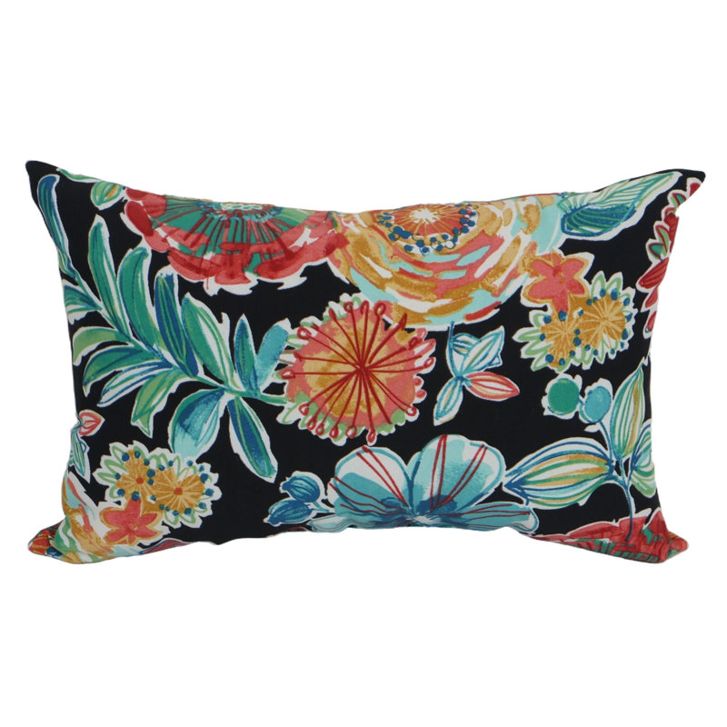 Striped Microsuede Outdoor Reversible Throw Pillow, Colsen Noir