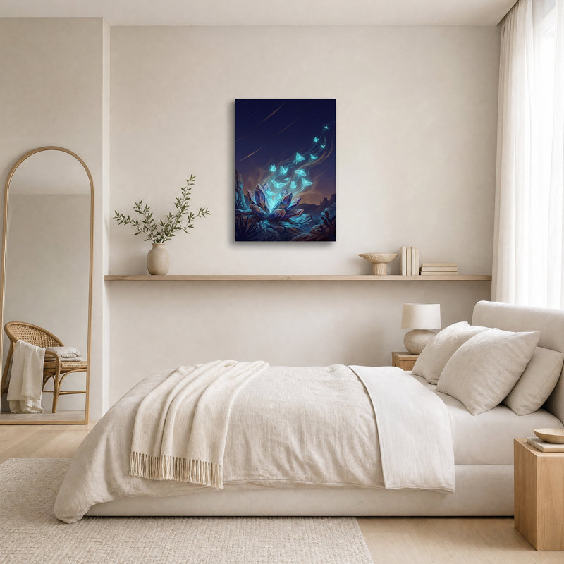 Toile brillante «Papillons lumineux et étoiles filantes», H 24 po x l 16 po