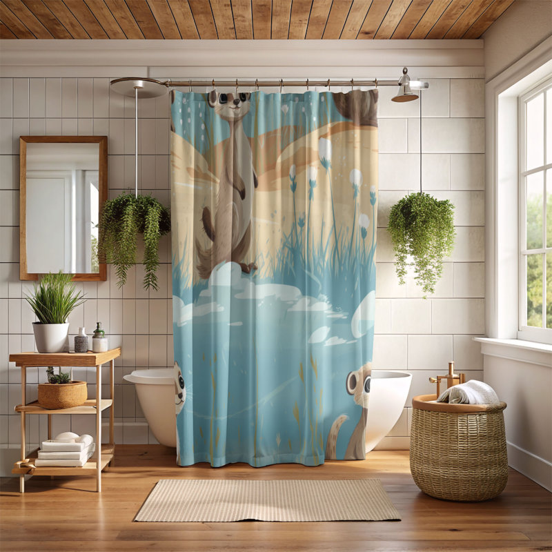 Baby Suricate - Rideau de douche Premium, L 71 po x L 74 po