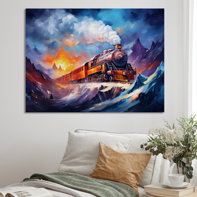 Impression sur toile, "Steamtrain Travelling In Winter Snow I"