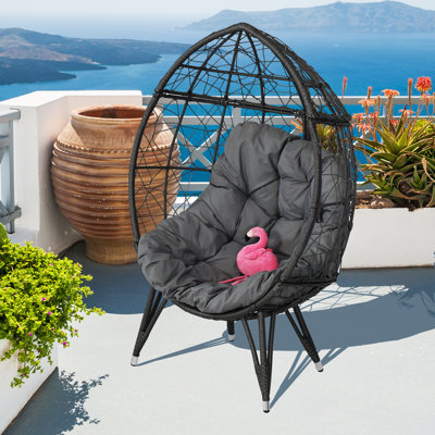 Outdoor Patio Wicker Egg Chair Grey
