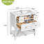 Armoire de salle de bain moderne 30 po - lavabo en céramique, bois massif, 5 tiroirs, meuble-lavabo blanc avec cadre en bois-1945821515-1945821516