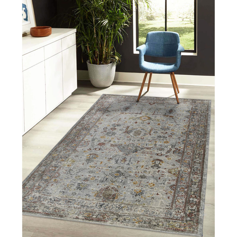 Kolby Traditional Bordered Premium Polyester Performance Area Rug, Rectangle 5'3" x 7'10"