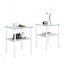 Ensemble de table basse moderne en verre trempé avec tablette de rangement en MDF-115983423