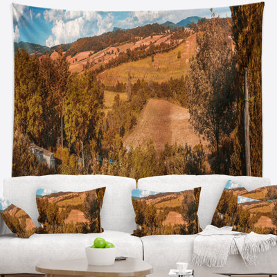 Paysage orange autumn mountains tuscany tapisserie