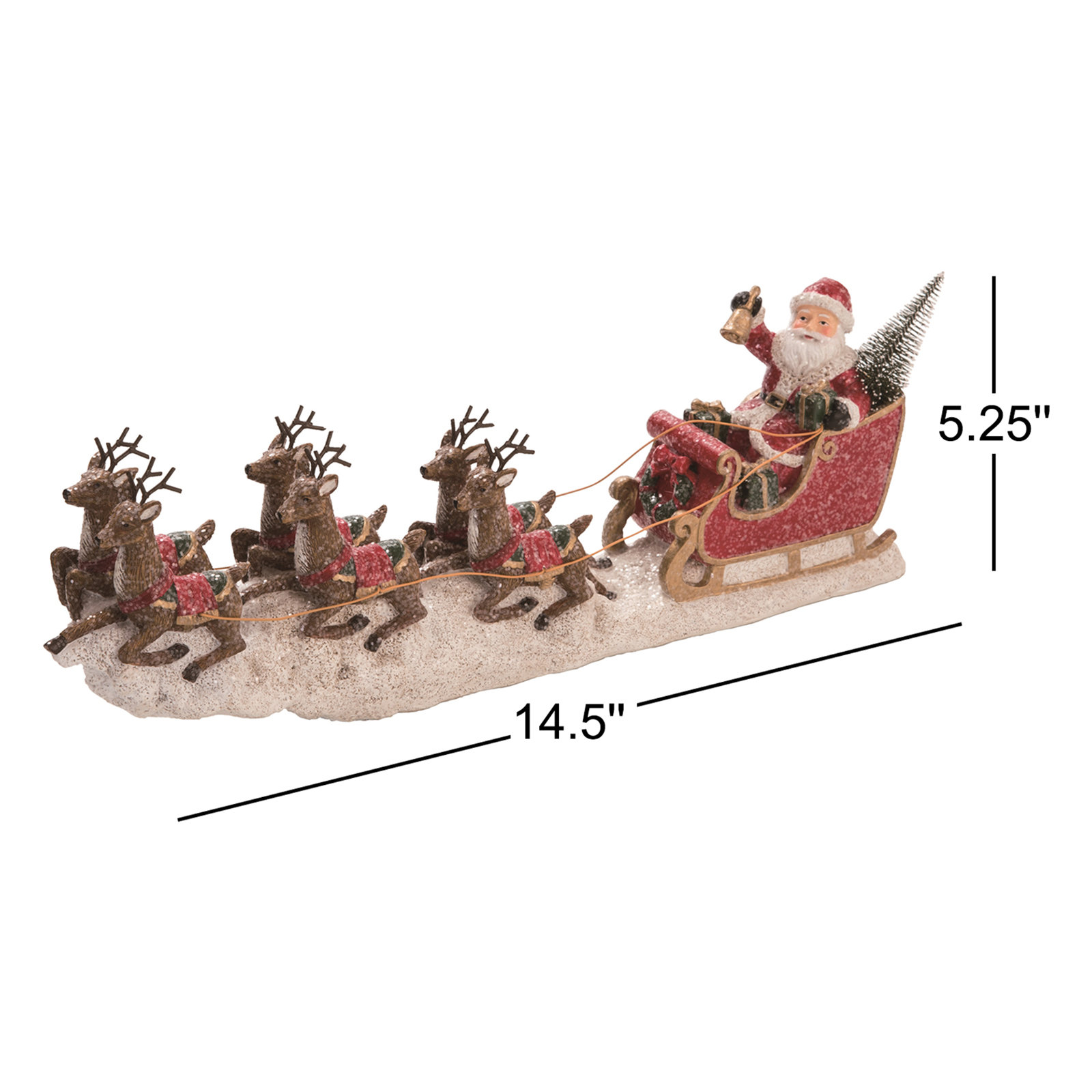 Transpac Resin 14.5 in. Multicolor Christmas Reindeer Santa Sleigh