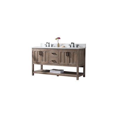 Marissa 60'' Double Bathroom Vanity with Quartz Top