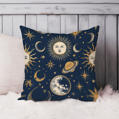 Astronomy and Space Sun and Moon I Stars Pillow Cover