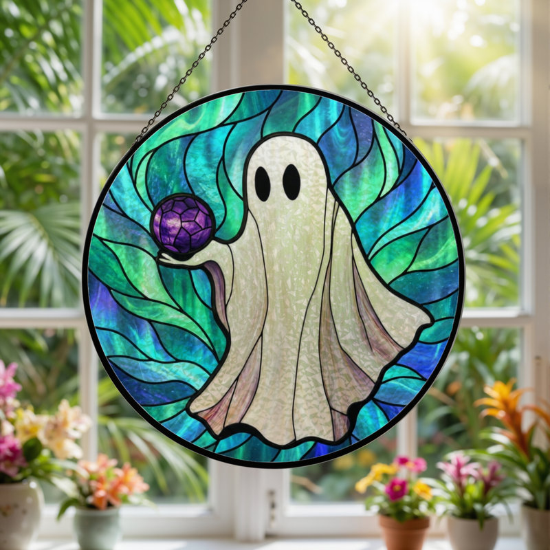 Vitrail en verre coloré 12 "H Ghost
