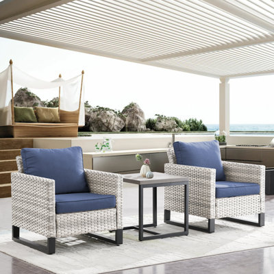 Braxley 3 Piece Rattan Seating Group with Cushions