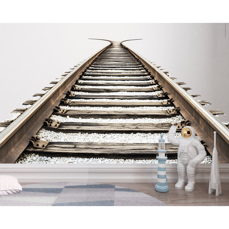 Autocollant mural de voie ferrée en vinyle - décorations murales de train pour chambre de bébé, chambre d'enfant - décoration murale
