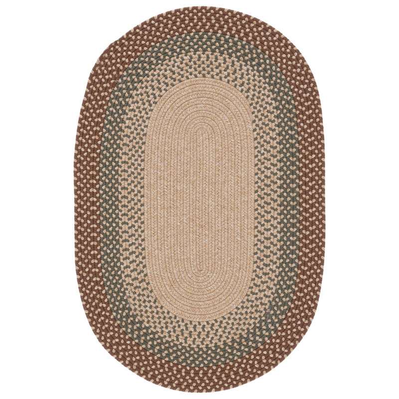Braided Hand Loomed Performance No Pattern Indoor Indoor/Outdoor Area Rug, Oval 2' x 3'