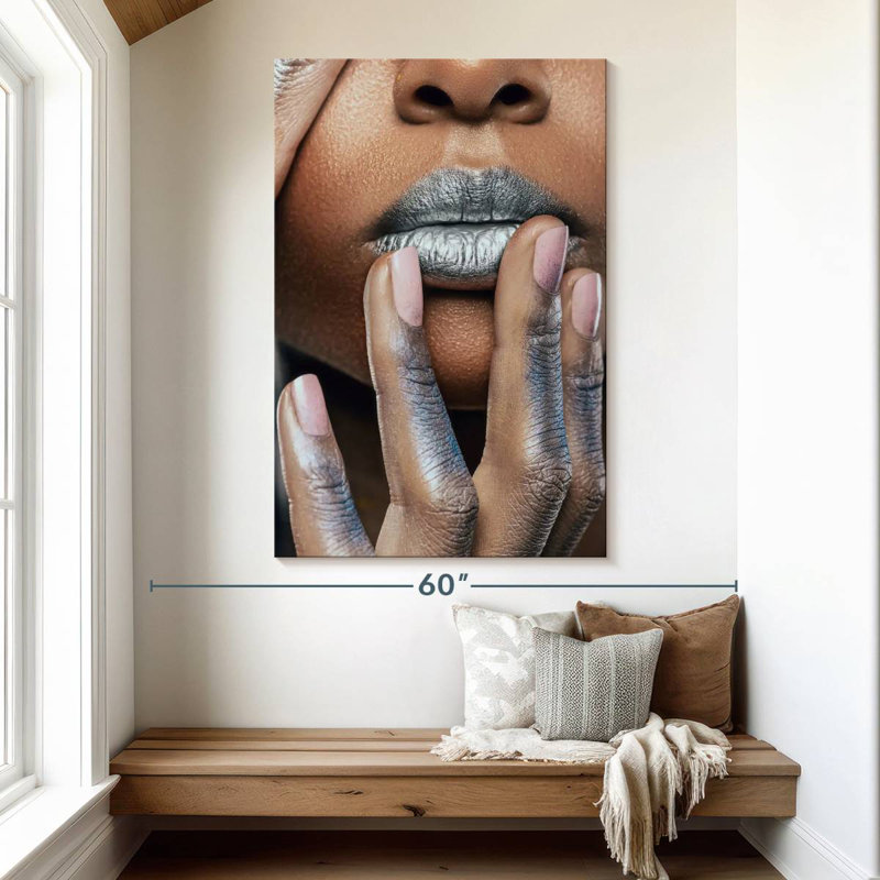 Shuttleworth Metallic Silver Lips, 51" H x 34" W