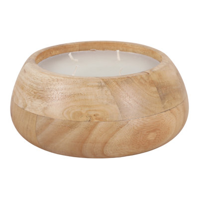 Jeimi Decorative Vanilla Scented Candle For Bookshelf Decor - Modern Mango Wood Bowl Candle For Coffee Table, Bedroom, Or Living Room Accent