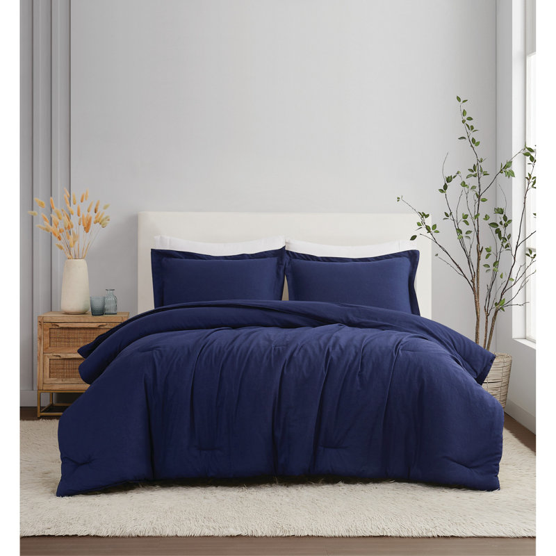 Nena Bedding, 1 édredon de très grande taille et 2 taies déco, Bleu marine