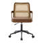 Fauteuil de bureau respirant à dossier en canne avec structure en noyer de style Mid-Century et base pivotante réglable-1567086279