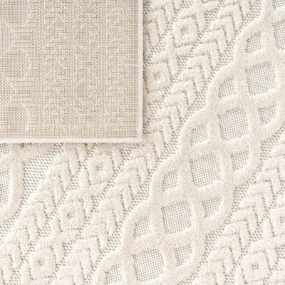 Tapis moderne à motif boho tressé crème