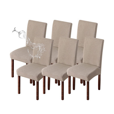 Waterproof Chair Covers For Dining Room 6 Pack Kitchen Chair Covers Parson Dining Chair Slipcover,Khaki