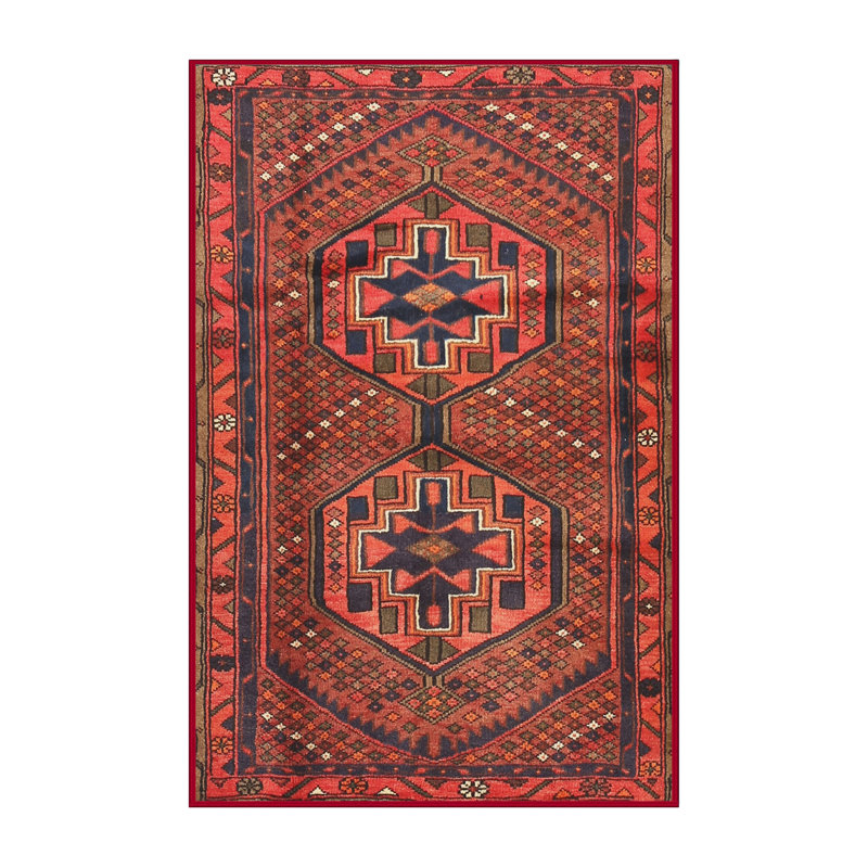 Tapis traditionnel mehroon/noir/crème, Rectangle 5 pi x 7 pi