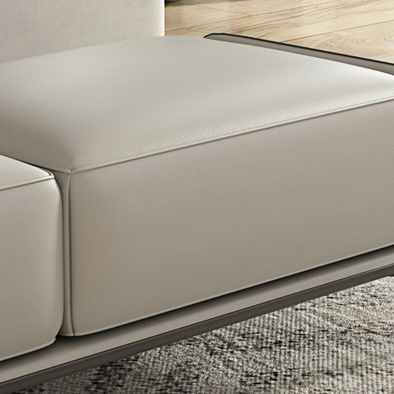 Banc rembourré en cuir Nezovich, Gris clair / Gris foncé