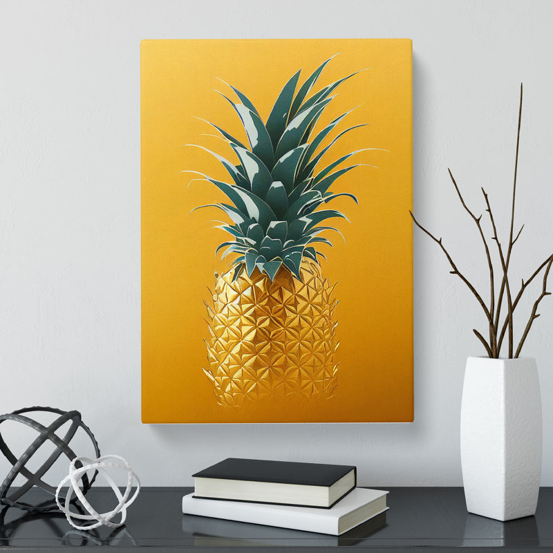 Gaspah Pineapple Gold - Wrapped Canvas, 50cm H x 35cm W x 3cm D