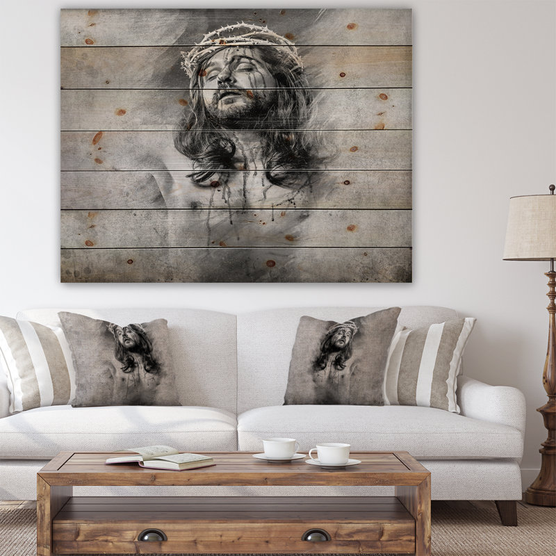 «Jesus Christ», impression, H 36 po x l 46 po x P 1,5 po, Bois