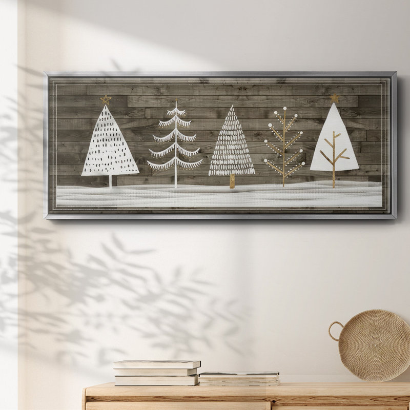 Wooded White Christmas Collection D- Framed Canvas