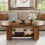 Table basse rustique brune avec tablette de rangement