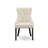 9-piece kitchen set consists of a dining table & 8 Light Beige Linen Fabric kitchen chairs & black legs with Button Tufted Back - Sand Blasting Black finish.-2120091335