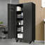 Armoire de garage 71 ", métal, roulant, 4 tablettes, panneau perforé pour outils - noir