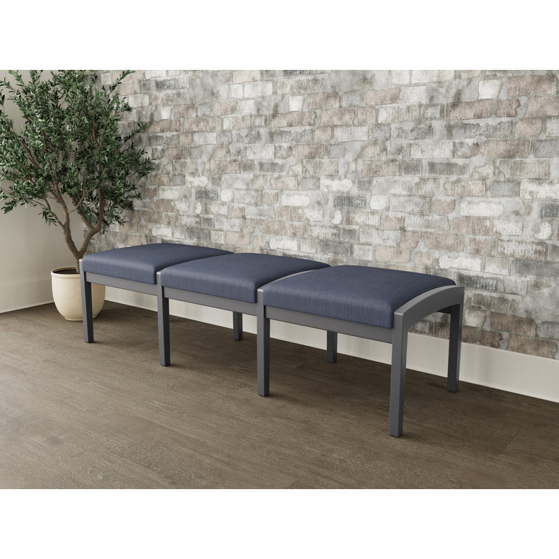 Banc en bois 3 places Lenox, Étain, Plot Line bleu marine
