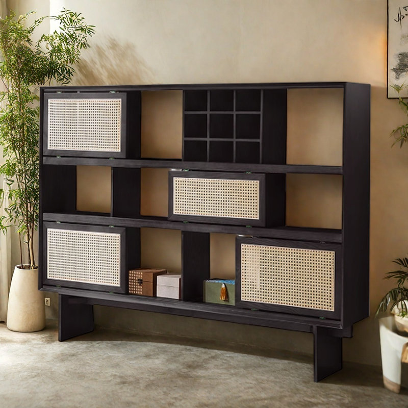 Vitrine simple en rotin simple, Noir