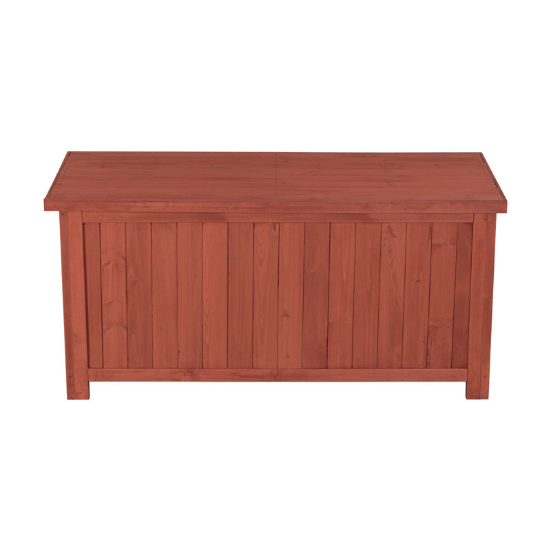 Medium Brown Cypress Wood Deck Storage Box with Ventilated Panels