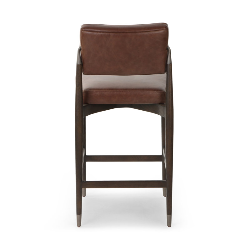 Anton Upholstered Stool, Counter Stool (27" Seat Height), Cognac Genuine Leather