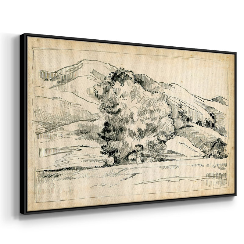 Croquis de montagne II, H 27 po x l 41 po x P 2 po, Toile encadrée noire, Blanc