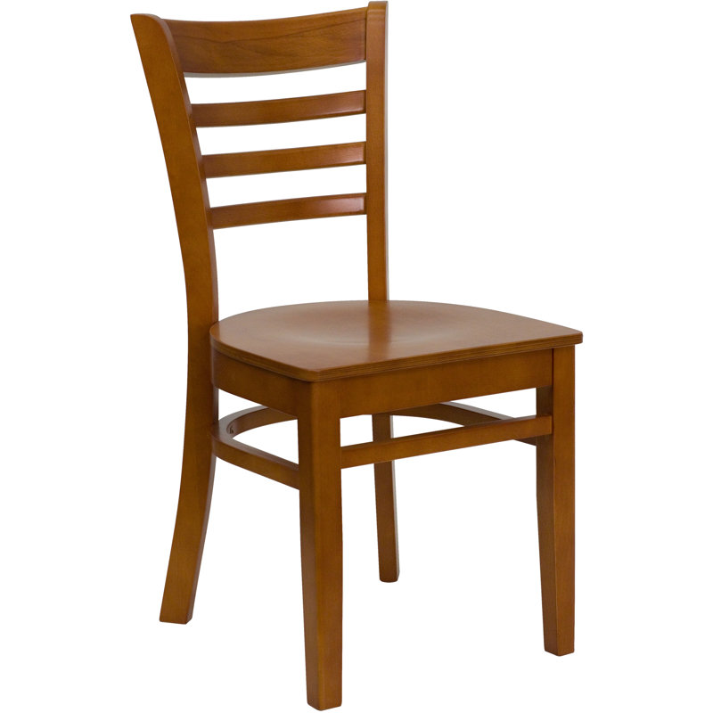 Chaise de restaurant en bois Lyman, Cerisier, Tan Vinyl