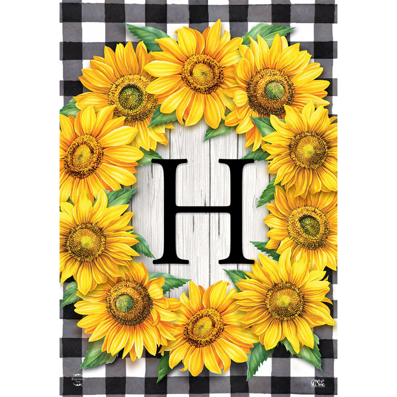 Drapeau de jardin tournesols monogramme H